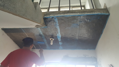Epoxy面塗滾塗及石英砂撒佈